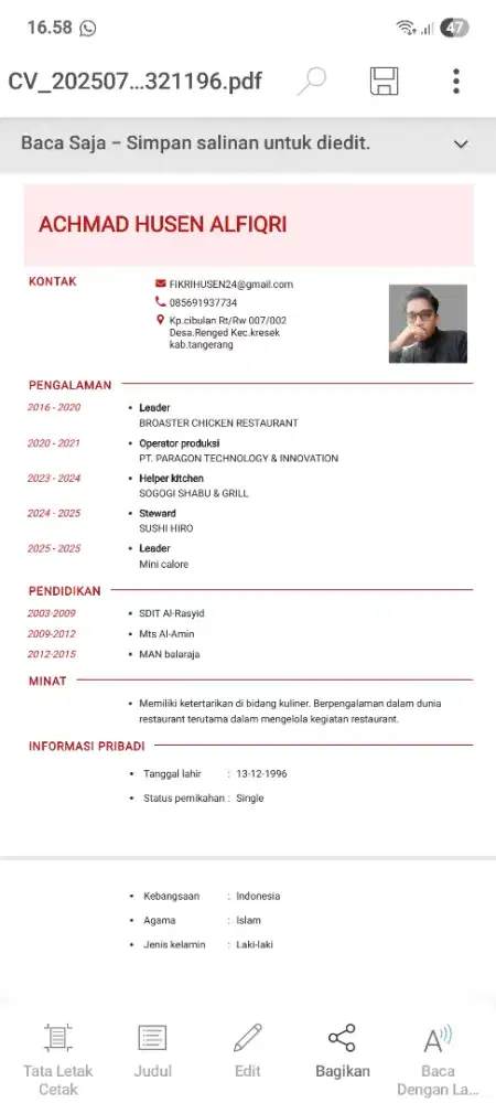 Mencari pekerjaan