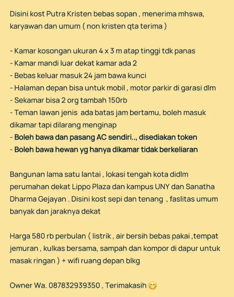 Jasa bersih dan terima kost