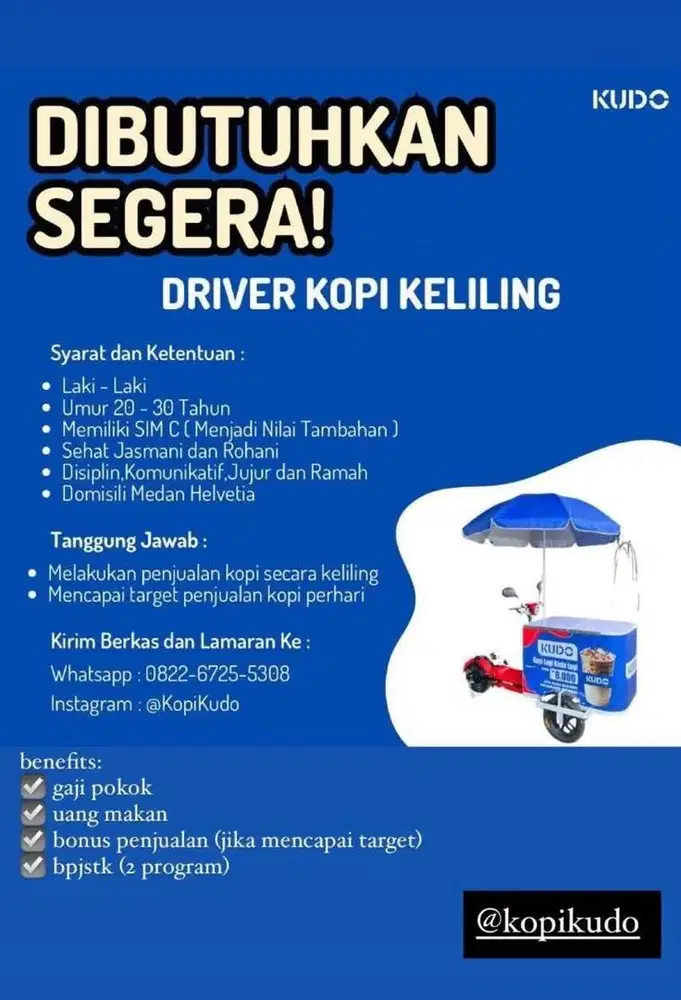Dicari Driver Kopi Keliling (Khusus yg Serius Kerja)