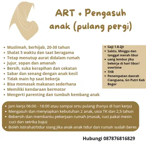 Dibutuhkan Art dan Pengasuh PP