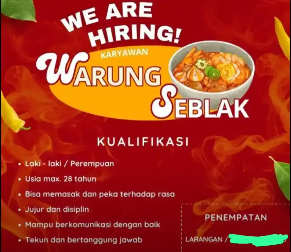 LOWONGAN KERJA CREW SEBLAK