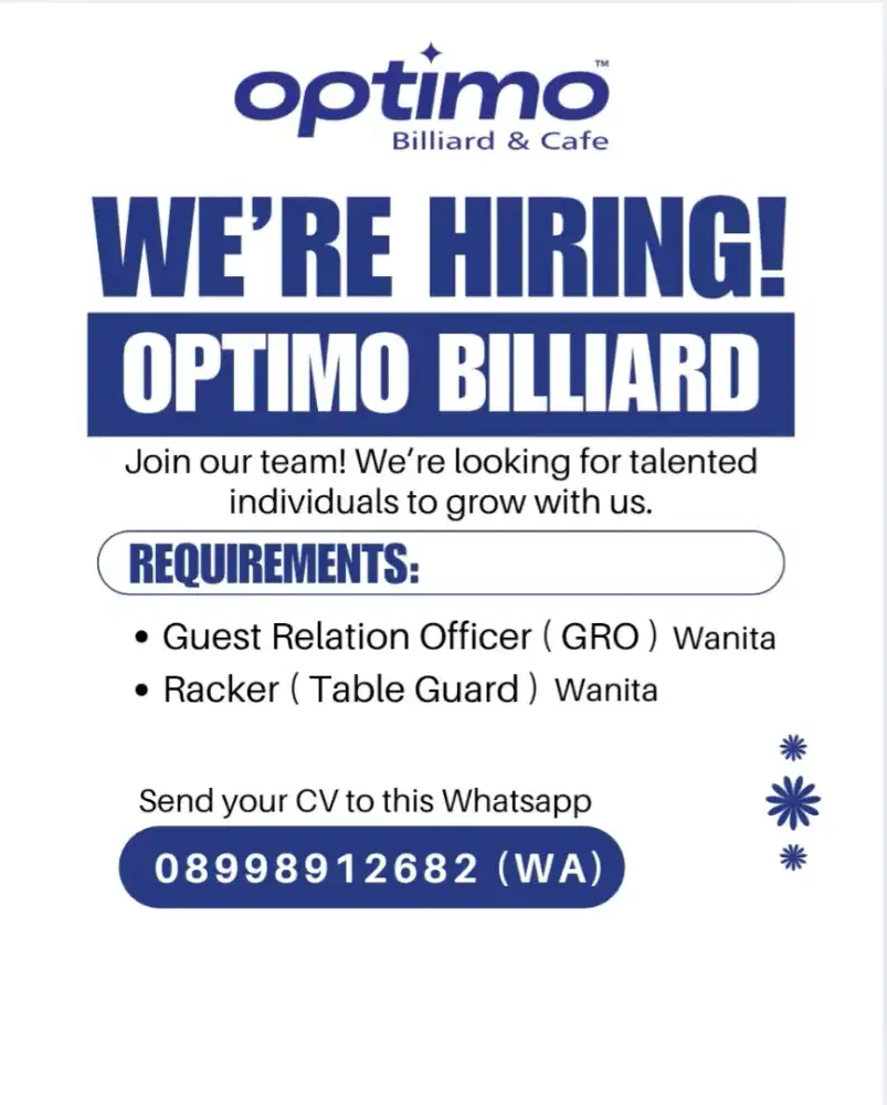 We are hiring optimo billiard