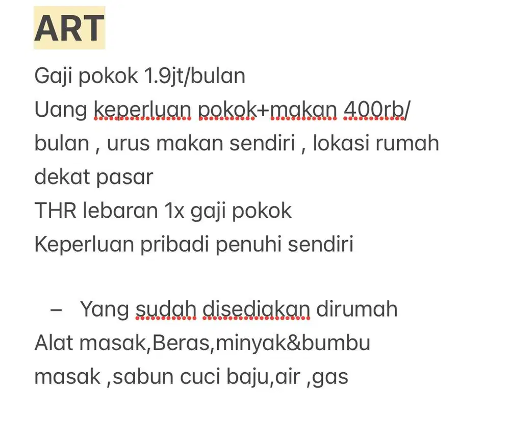 ASISTEN RUMAH TANGGA TINGGAL DALAM