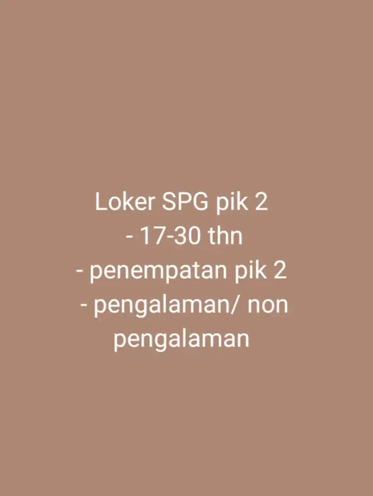 Lowongan kerja SPG