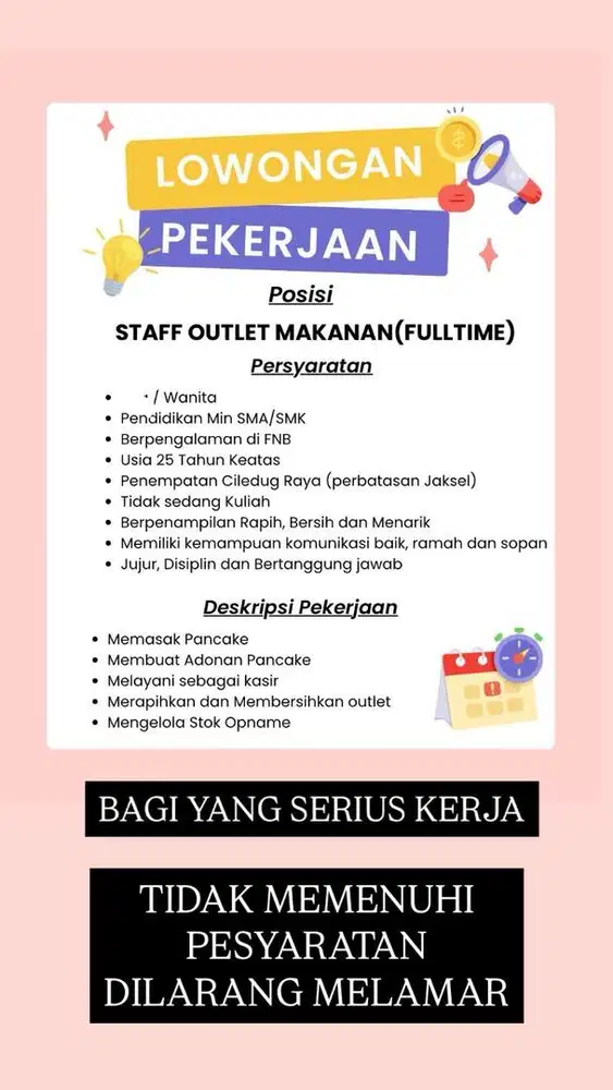 LOKER UNTUK FNB CILEDUG