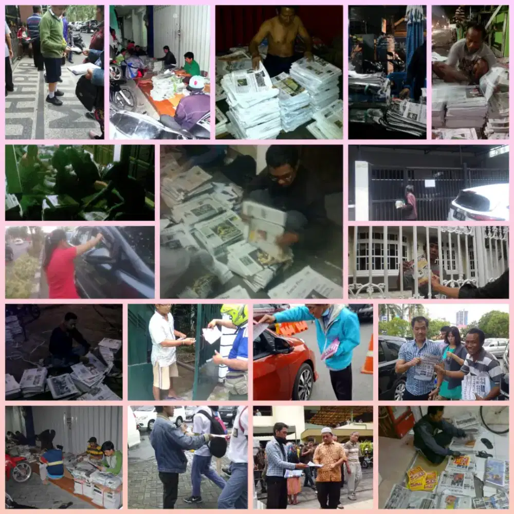 Sebar brosur sisip koran door to door Perempatan Kampus Mall