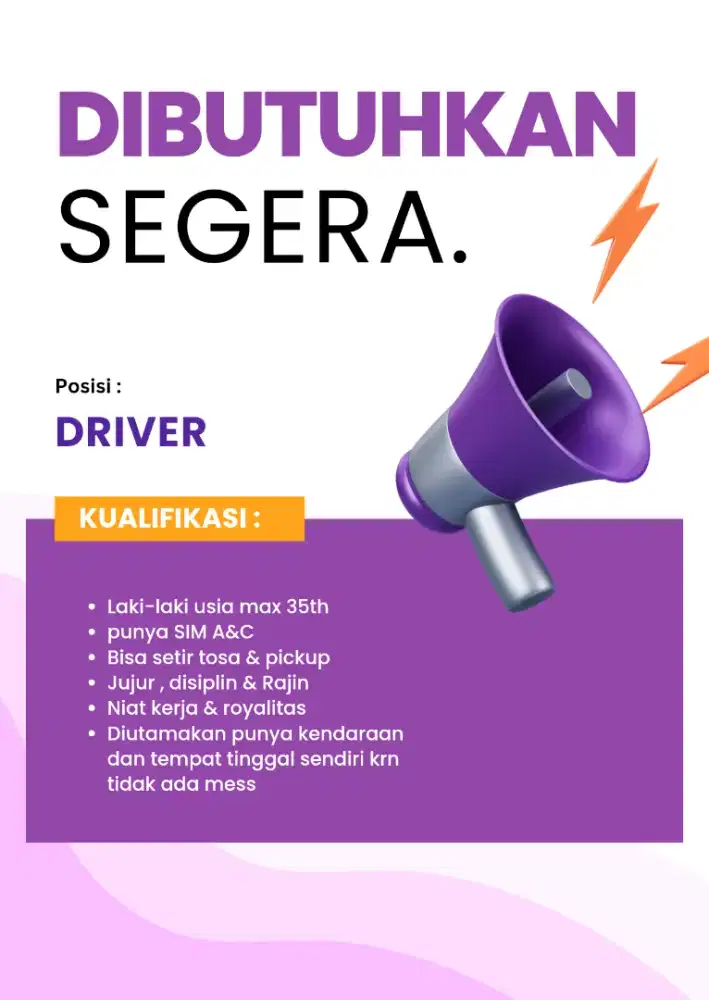 Dibutuhkan segera !!!