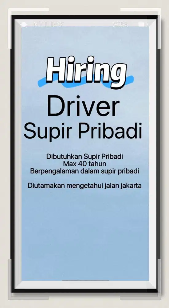 Dicari supir pribadi