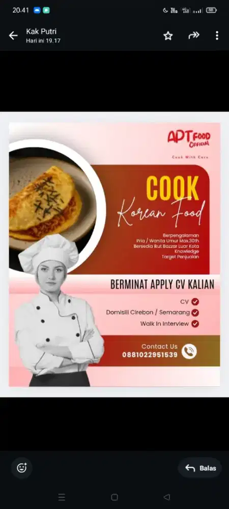 Need Pegawai untuk acara Road show kuliner viral indonesia