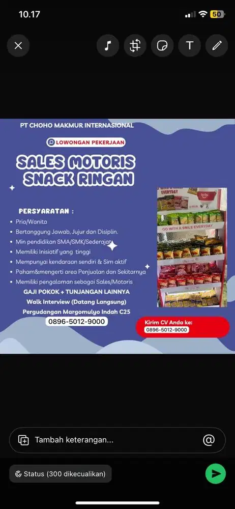 Lowongan Motoris snack
