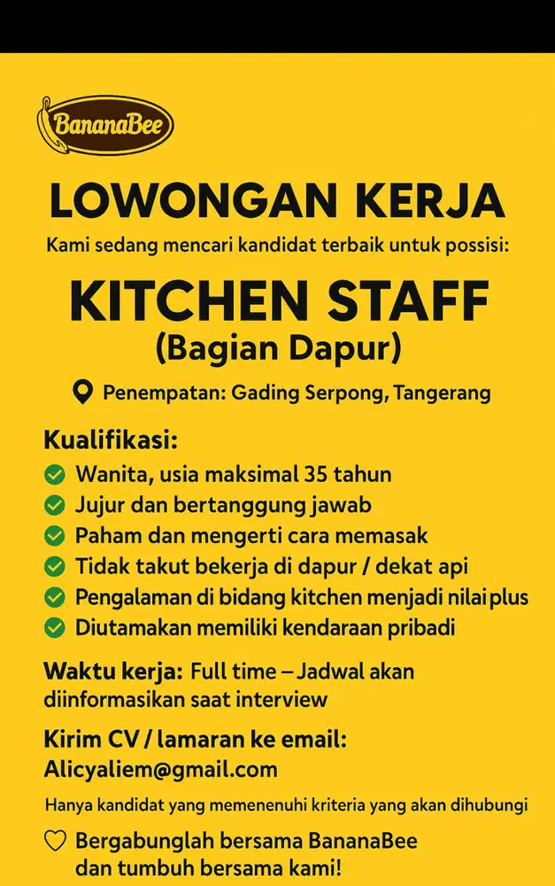 DIBUTUHKAN KARYAWATI SEGERA