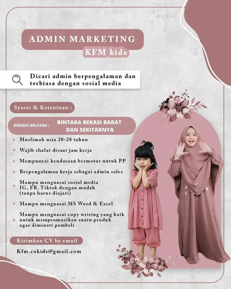Loker Admin Marketing Baju anak